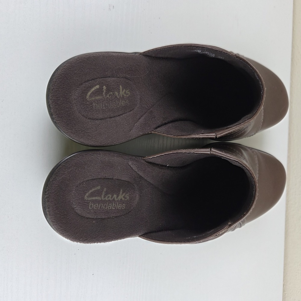 Clarks Bendables 62896 Dark Brown Leather Slip On Comfort Mule Clogs Wmns Sz 8 M - Picture 7 of 12